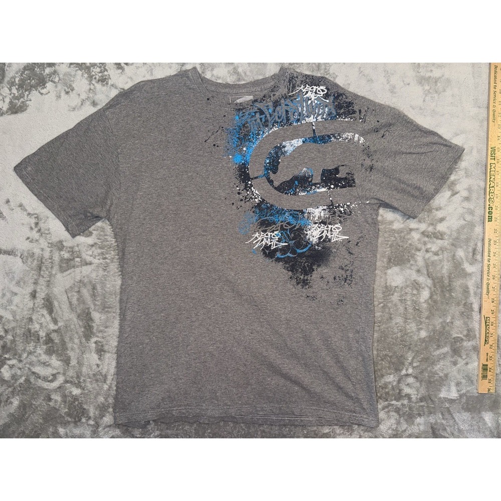 Ecko Unltd Rhino T-Shirt Graffiti Drip Streetwear Y2K Style Heather Gray Mens XL